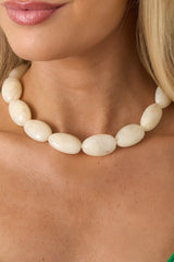 Salt Air Society Marbled Ivory Beaded Statement Necklace