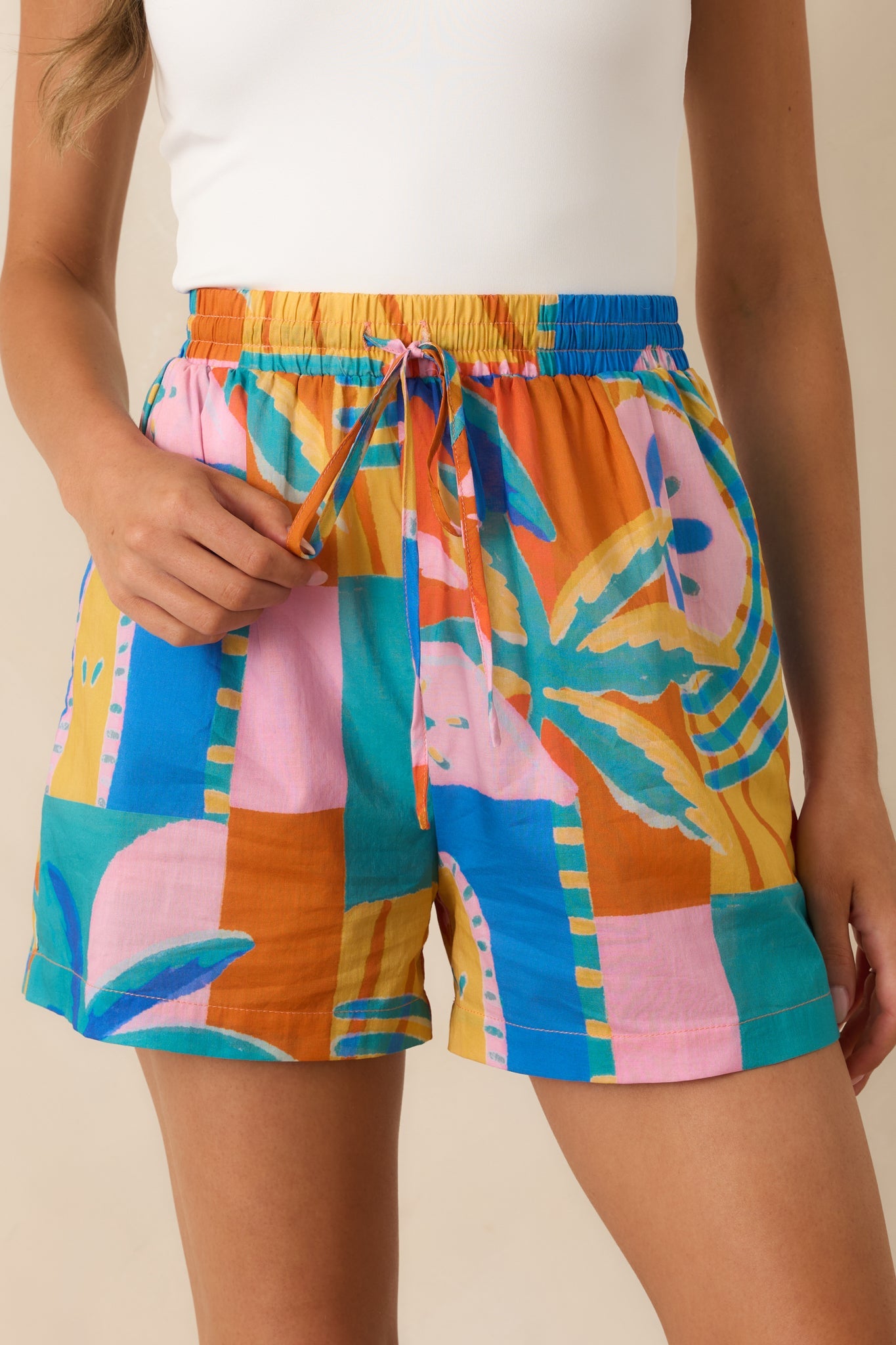 Paradisa Alto Multi Tropical Mosaic Cotton Shorts