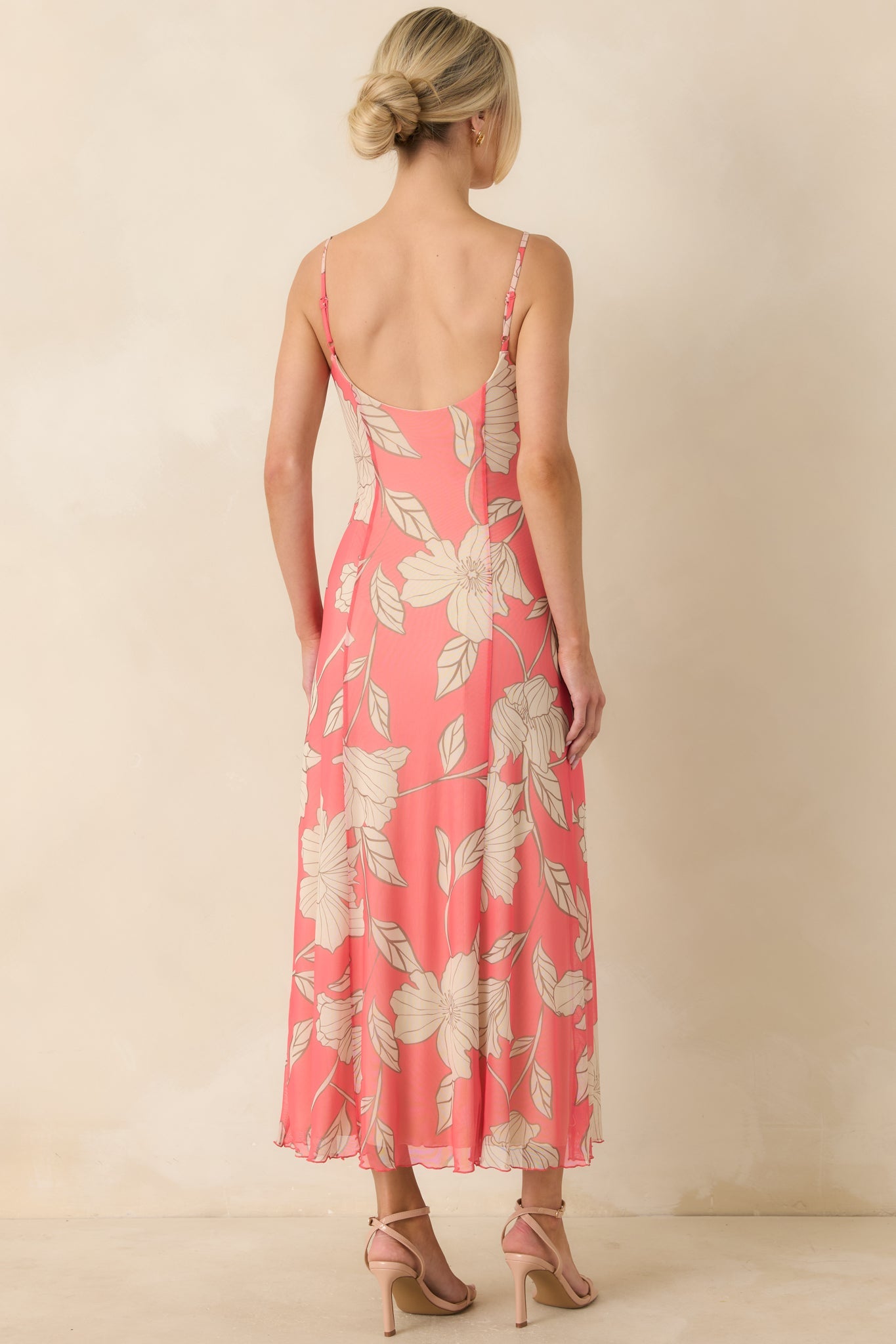 Z Supply Pink Coral Charisma Bloom Mesh Midi Dress