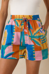 Paradisa Alto Multi Tropical Mosaic Cotton Shorts