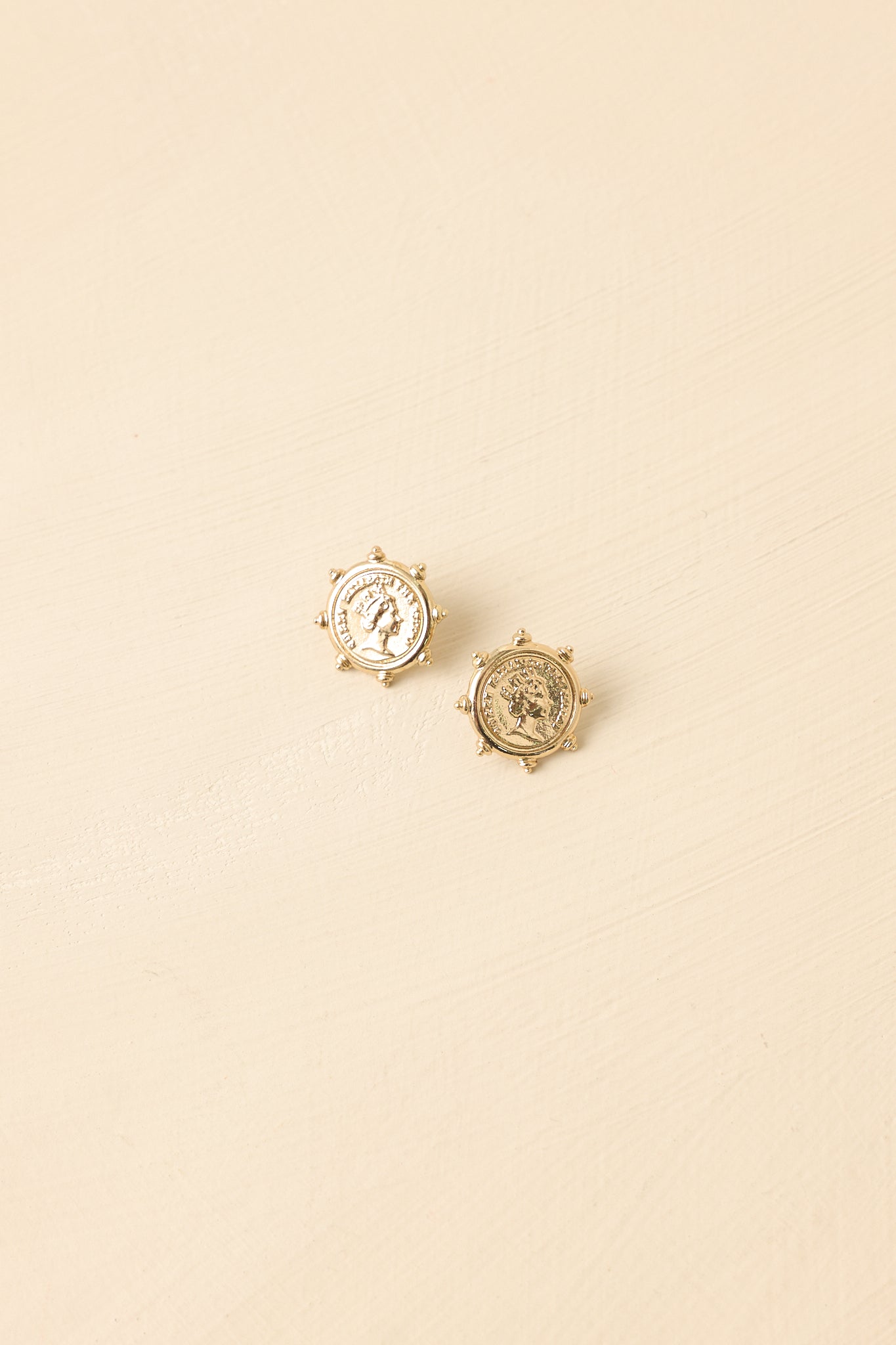 Regal Impression Gold Coin Stud Earrings