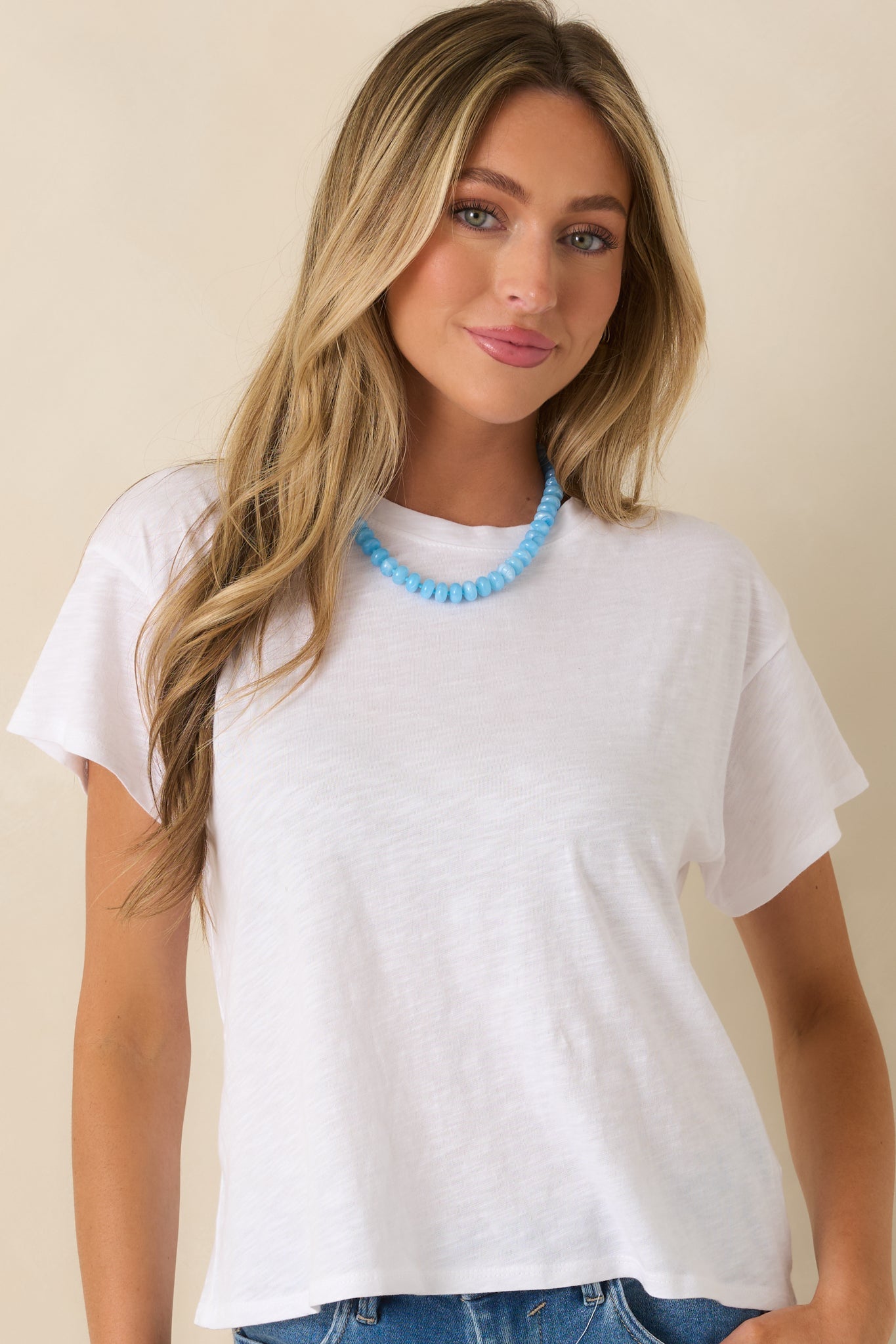 Purely Essential White Modal Blend Crewneck Tee