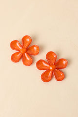 Say It Louder Orange Large Floral Statement Drop Earrings