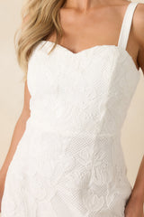 Here, In the Moment Ivory Lace Sleeveless Mini Dress