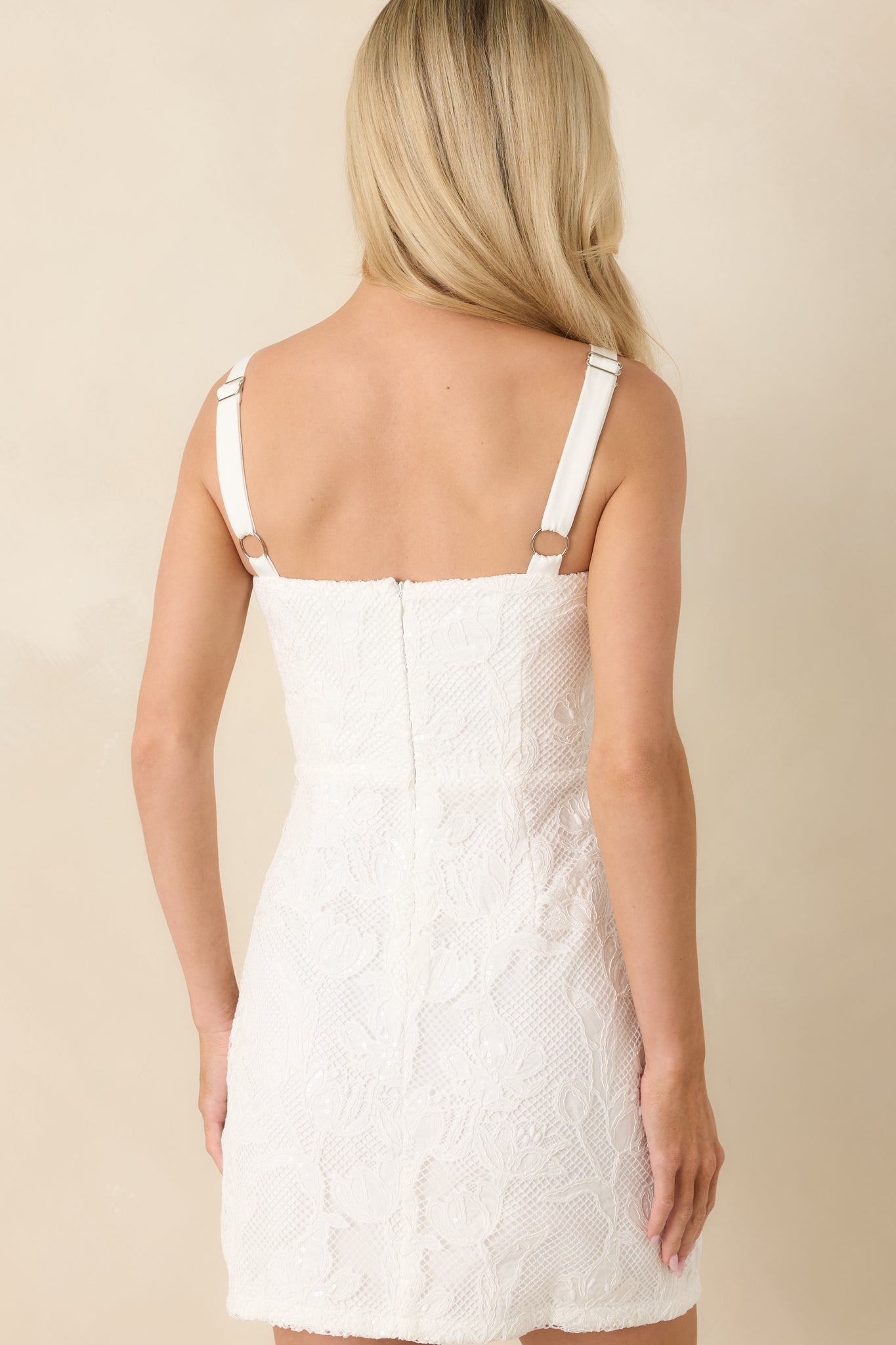 Here, In the Moment Ivory Lace Sleeveless Mini Dress
