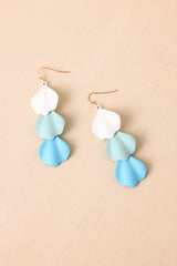 Cascading Joy Blue Sculpted Layered Petal Drop Earrings