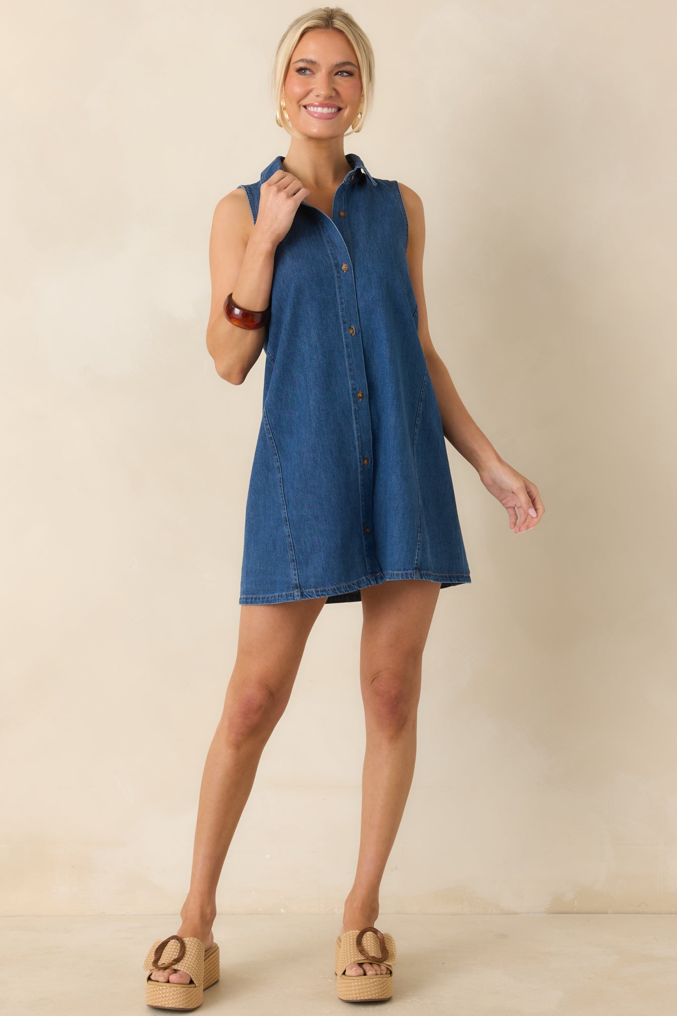 Z Supply New Light Dark Wash Cotton Denim Mini Dress