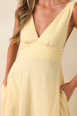 MINKPINK Kaia Butter Yellow Linen Blend Maxi Dress
