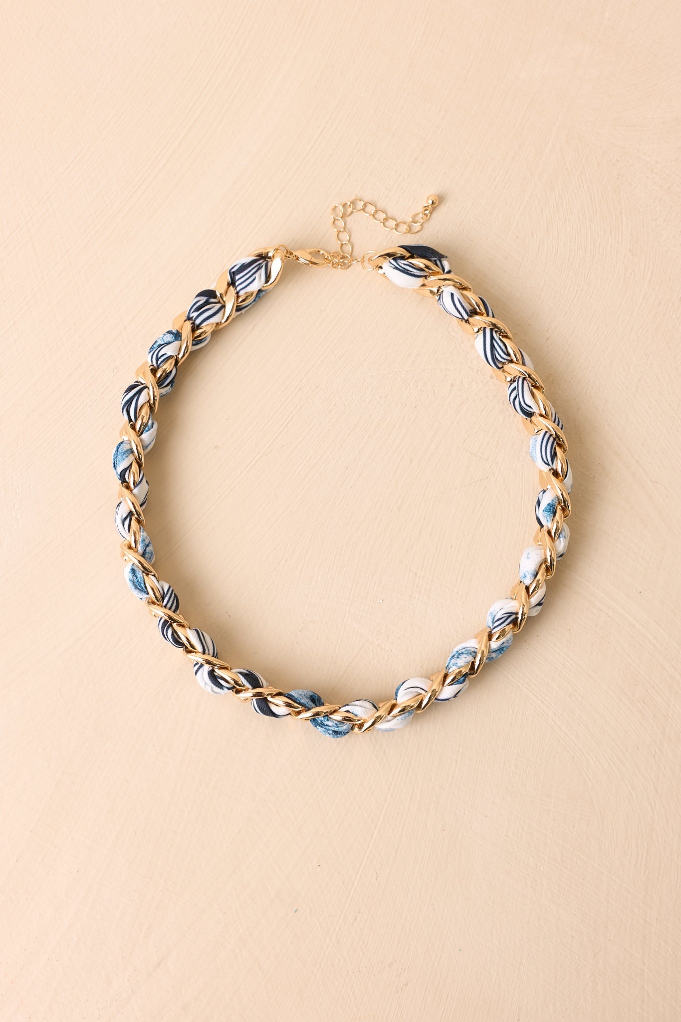 Heiress Luxe Blue Multi Scarf-Woven Gold Chain Necklace