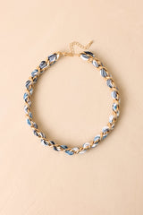Heiress Luxe Blue Multi Scarf-Woven Gold Chain Necklace