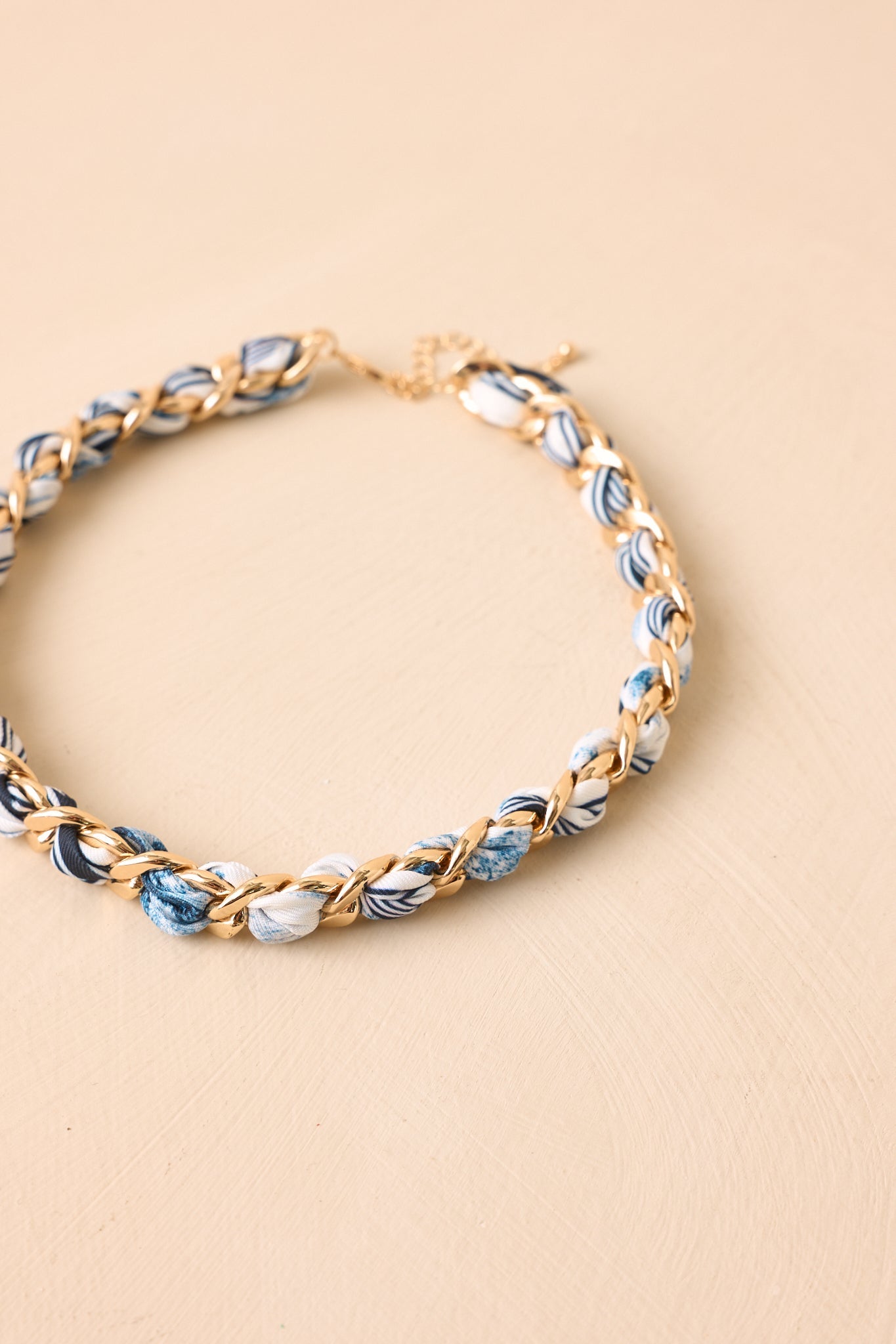 Heiress Luxe Blue Multi Scarf-Woven Gold Chain Necklace