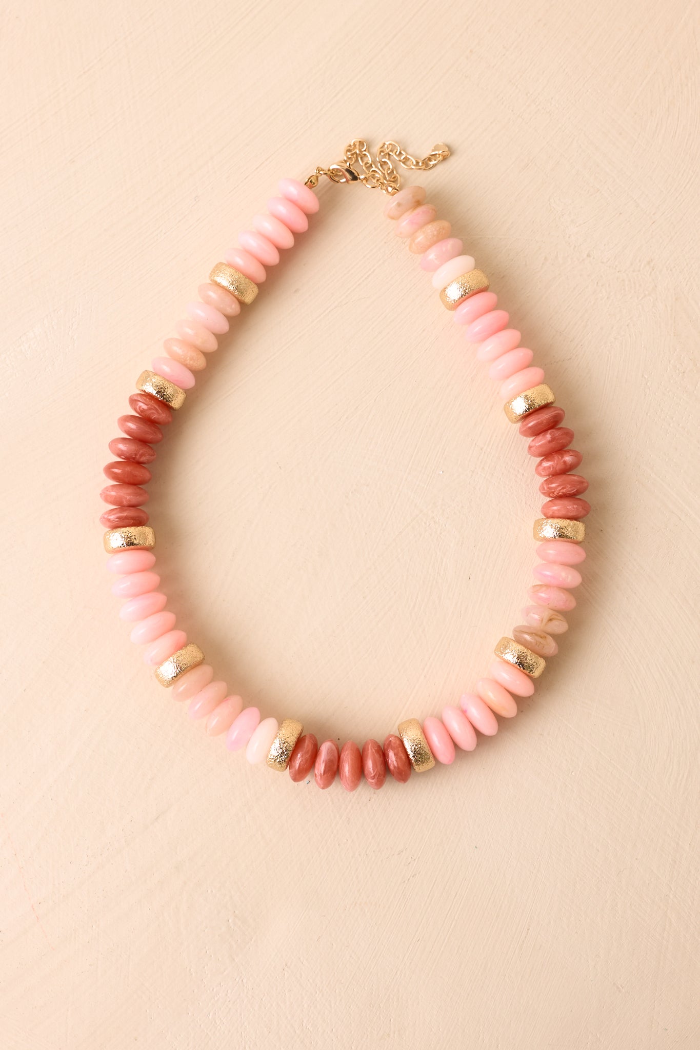 Clear As Day Pink & Gold Beaded Necklace