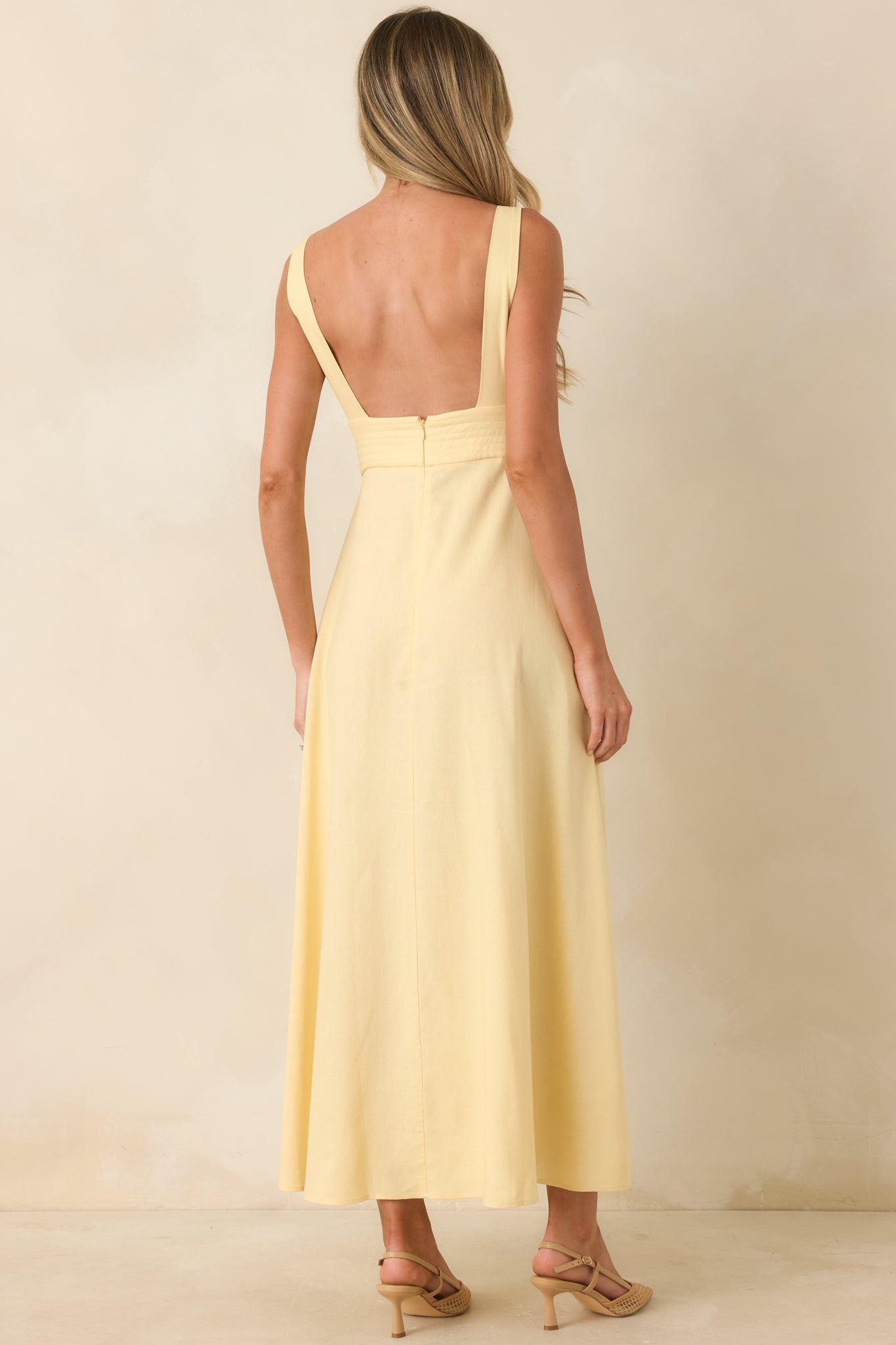MINKPINK Kaia Butter Yellow Linen Blend Maxi Dress