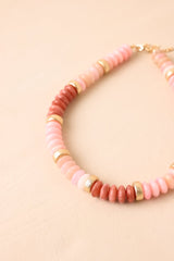 Clear As Day Pink & Gold Beaded Necklace