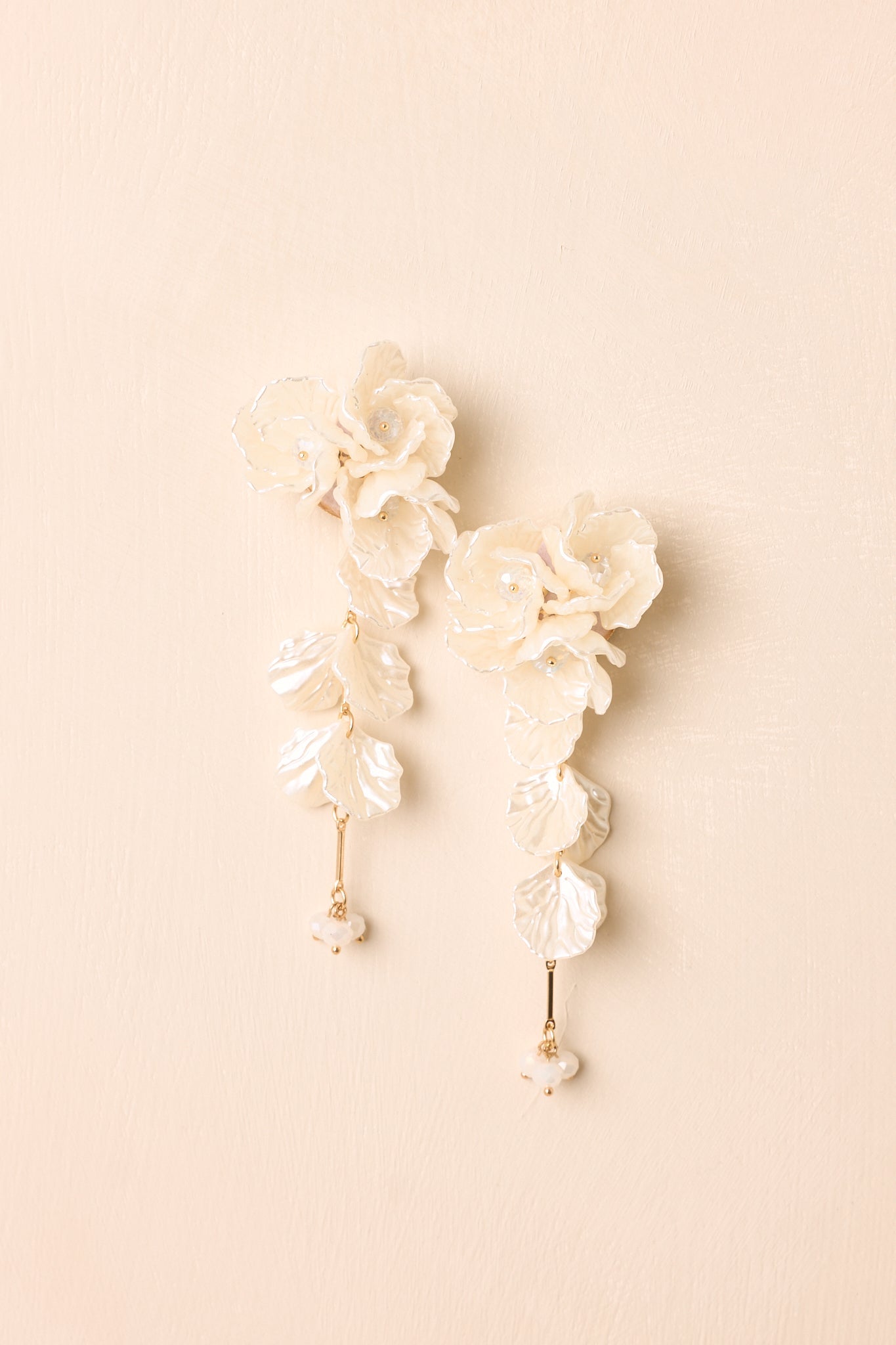 Kind of Stunning Ivory Pearlescent Floral Drop Earrings