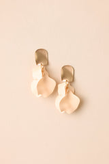 Turning A New Leaf White Peach & Gold Earrings