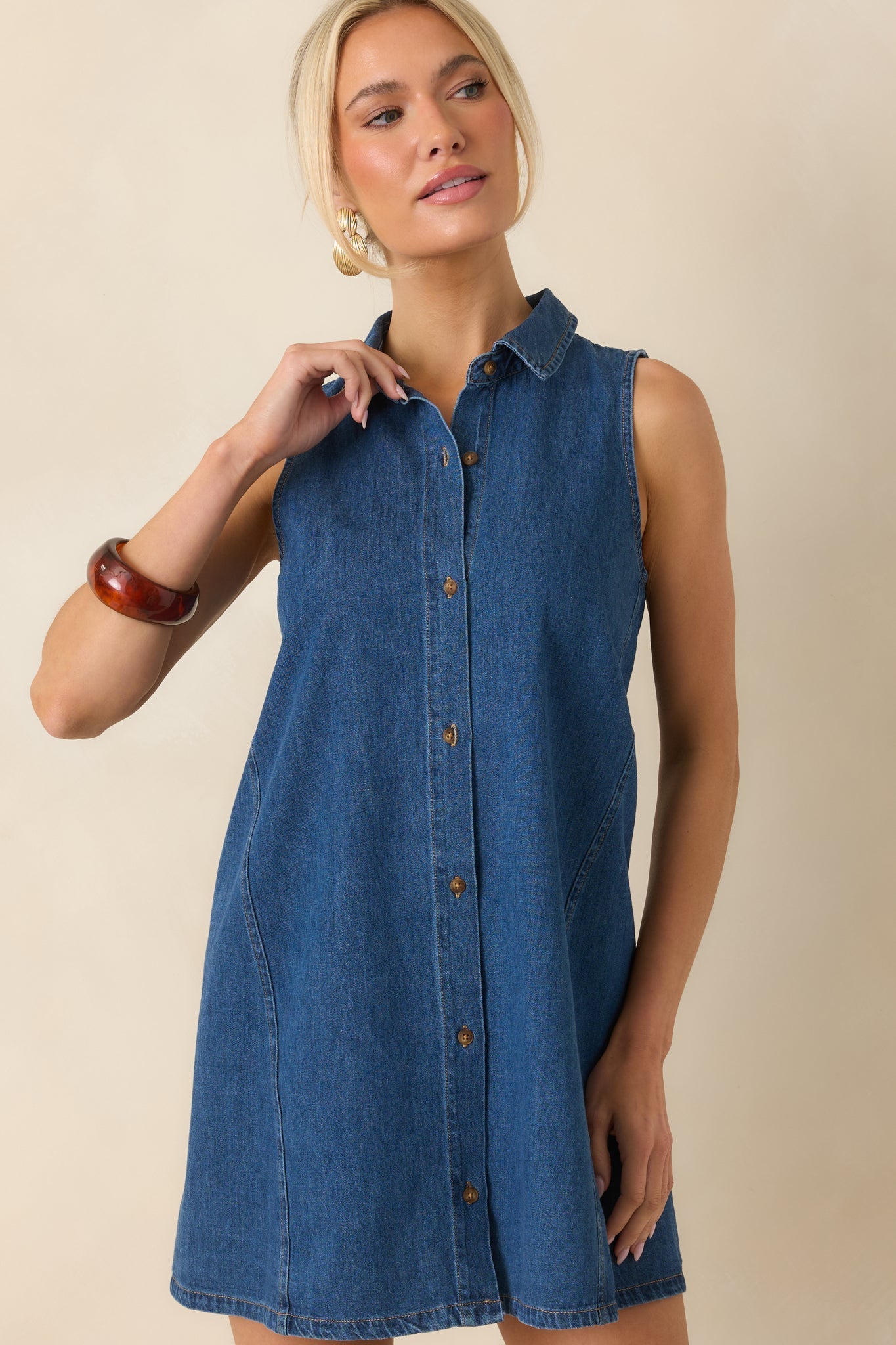 Z Supply New Light Dark Wash Cotton Denim Mini Dress