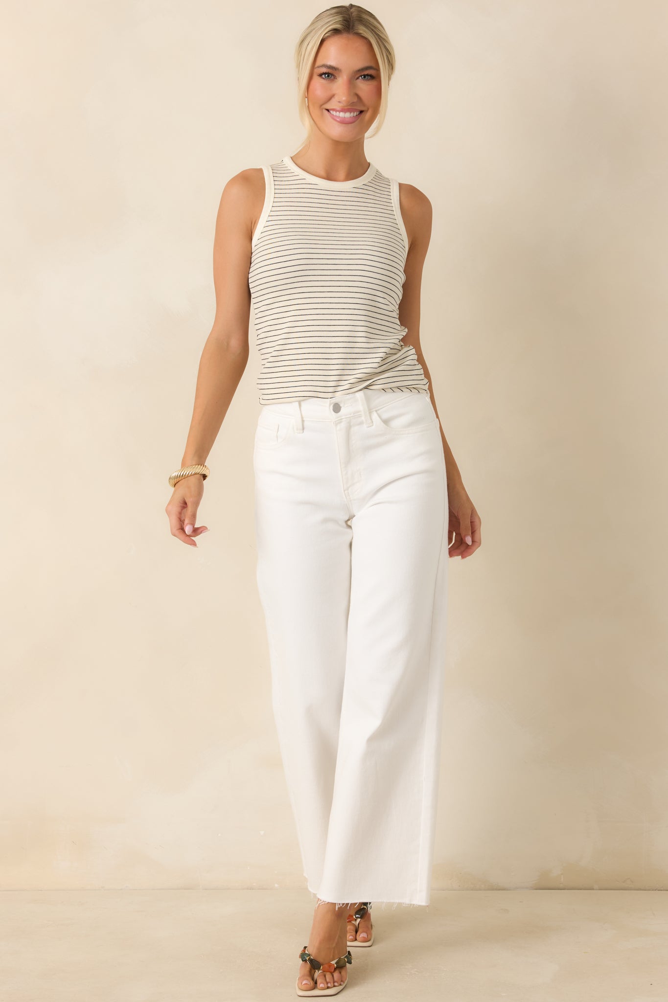 FRNCH Volga Ivory Stripe Tank Top