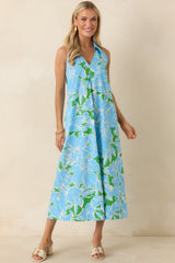 Growing on Me Light Blue Floral Cotton Midi Dress