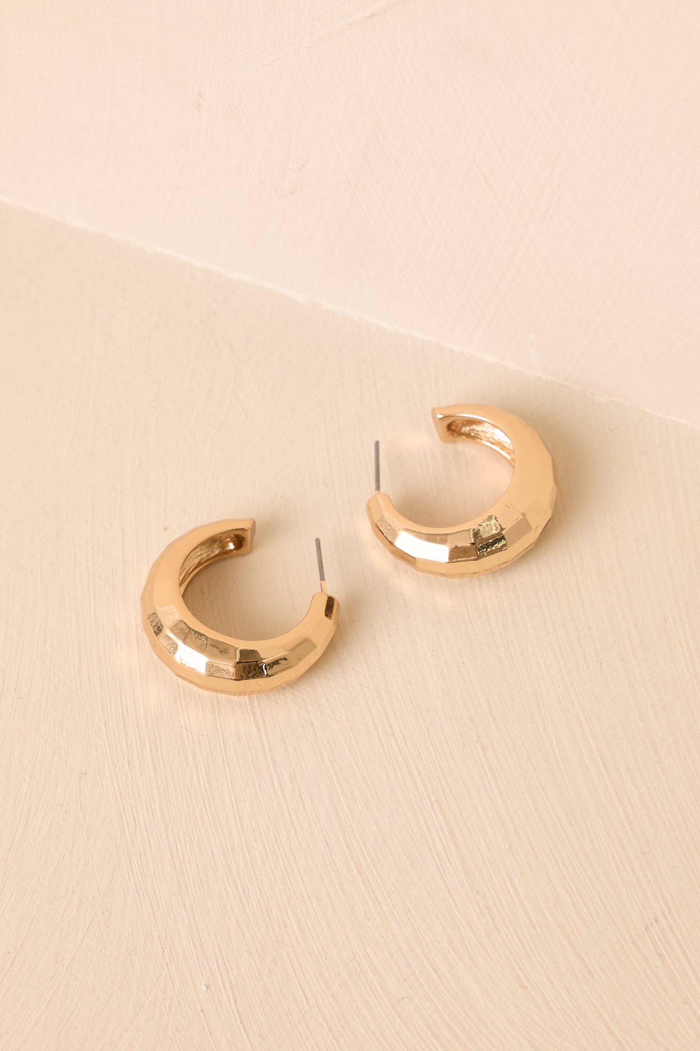 Just a Little Gossip Gold Faceted Hoop Earrings