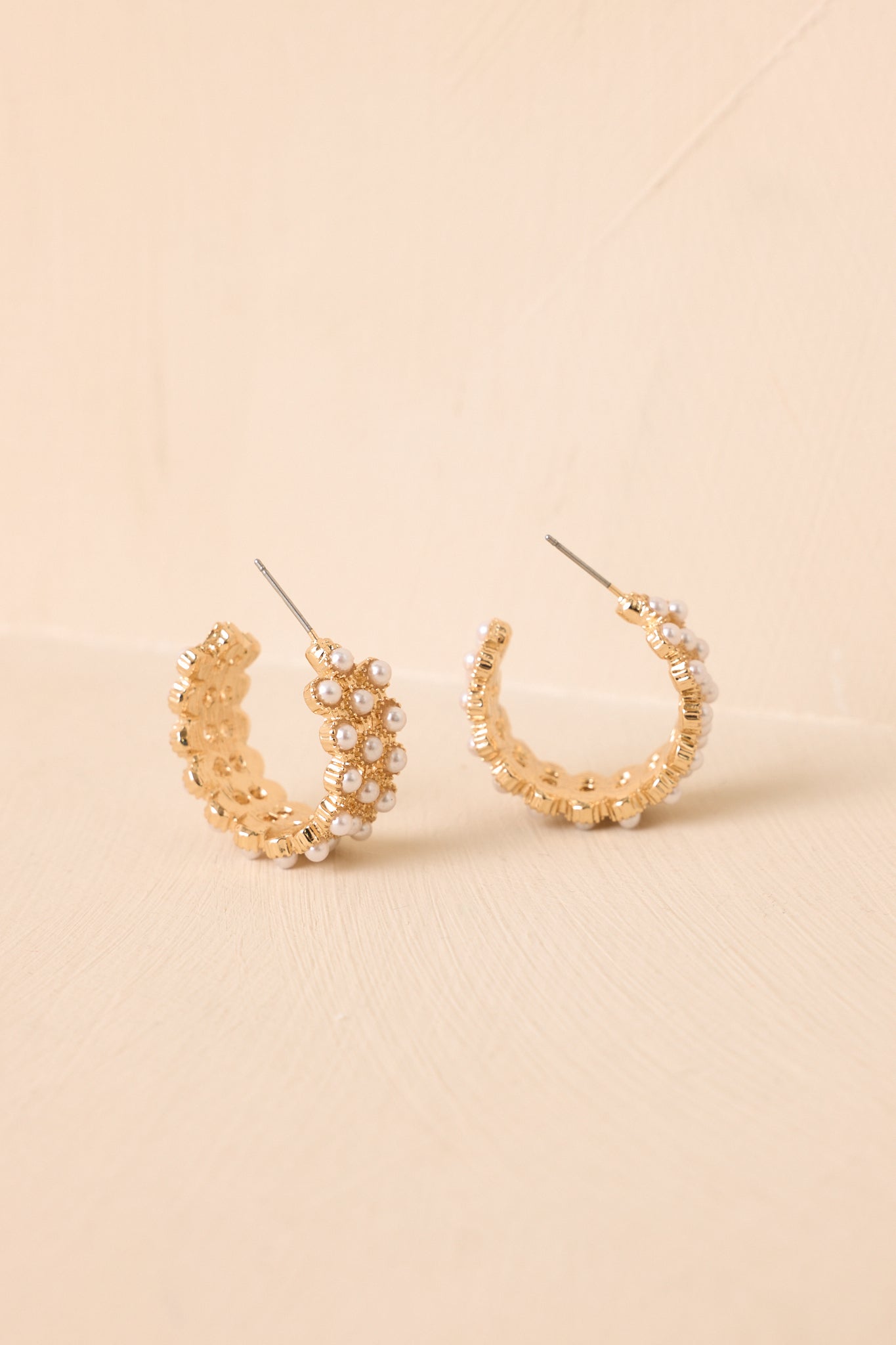 Pearls and Prosecco Gold Pearl Hoop Earrings