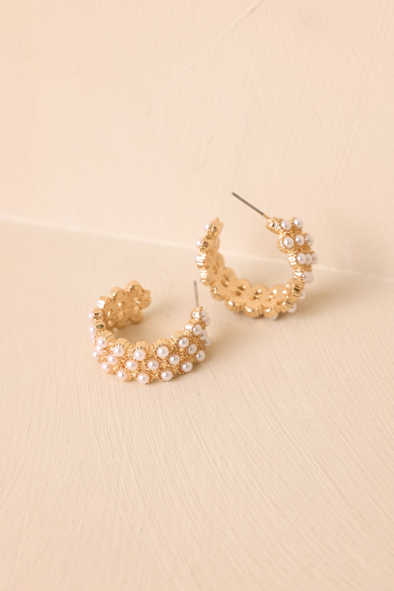 Pearls and Prosecco Gold Pearl Hoop Earrings