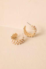 Pearls and Prosecco Gold Pearl Hoop Earrings