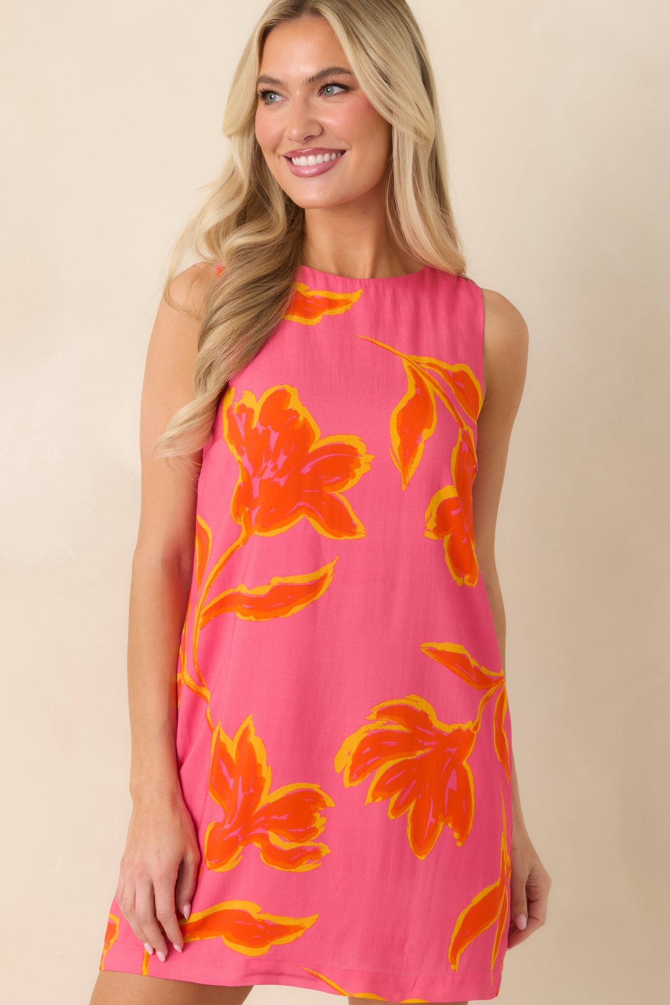 MINKPINK Elodie Pink Multi Floral Shift Mini Dress
