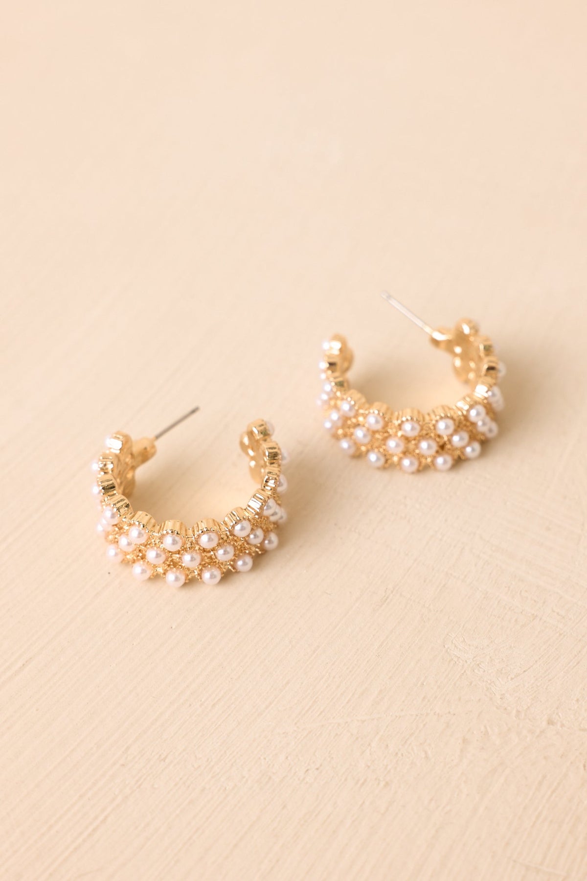 Pearls and Prosecco Gold Pearl Hoop Earrings