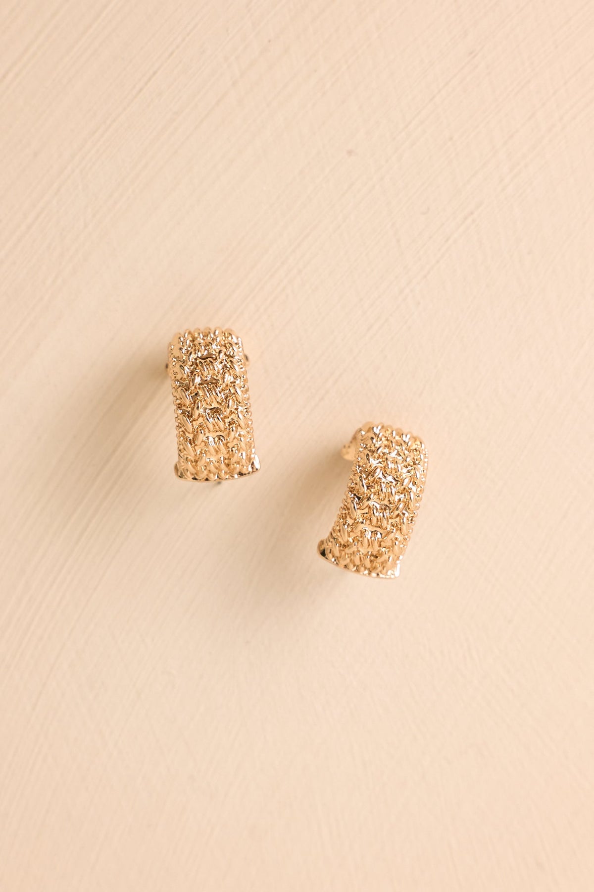 Woven in Wonder Gold Weave Texture Hoop Earrings