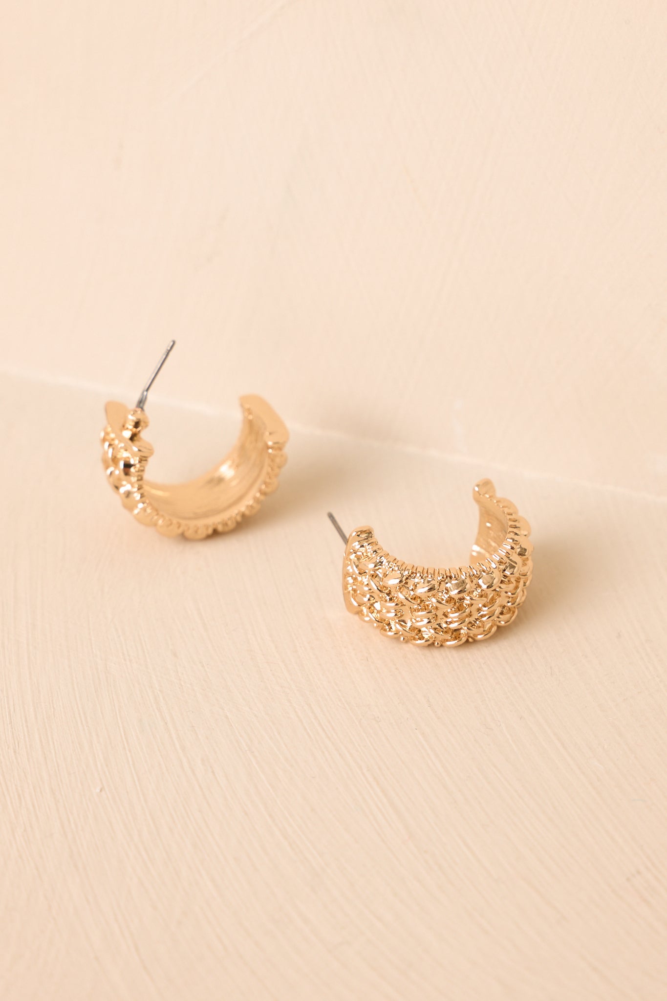 Woven in Wonder Gold Weave Texture Hoop Earrings
