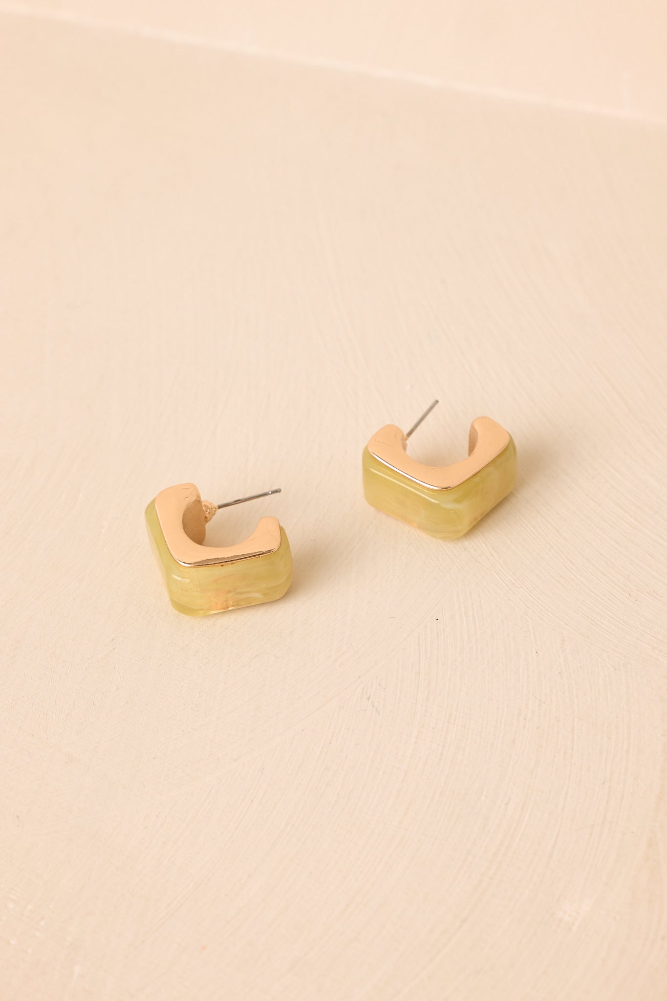 Golden Opportunity Chartreuse & Gold Square Hoop Earrings