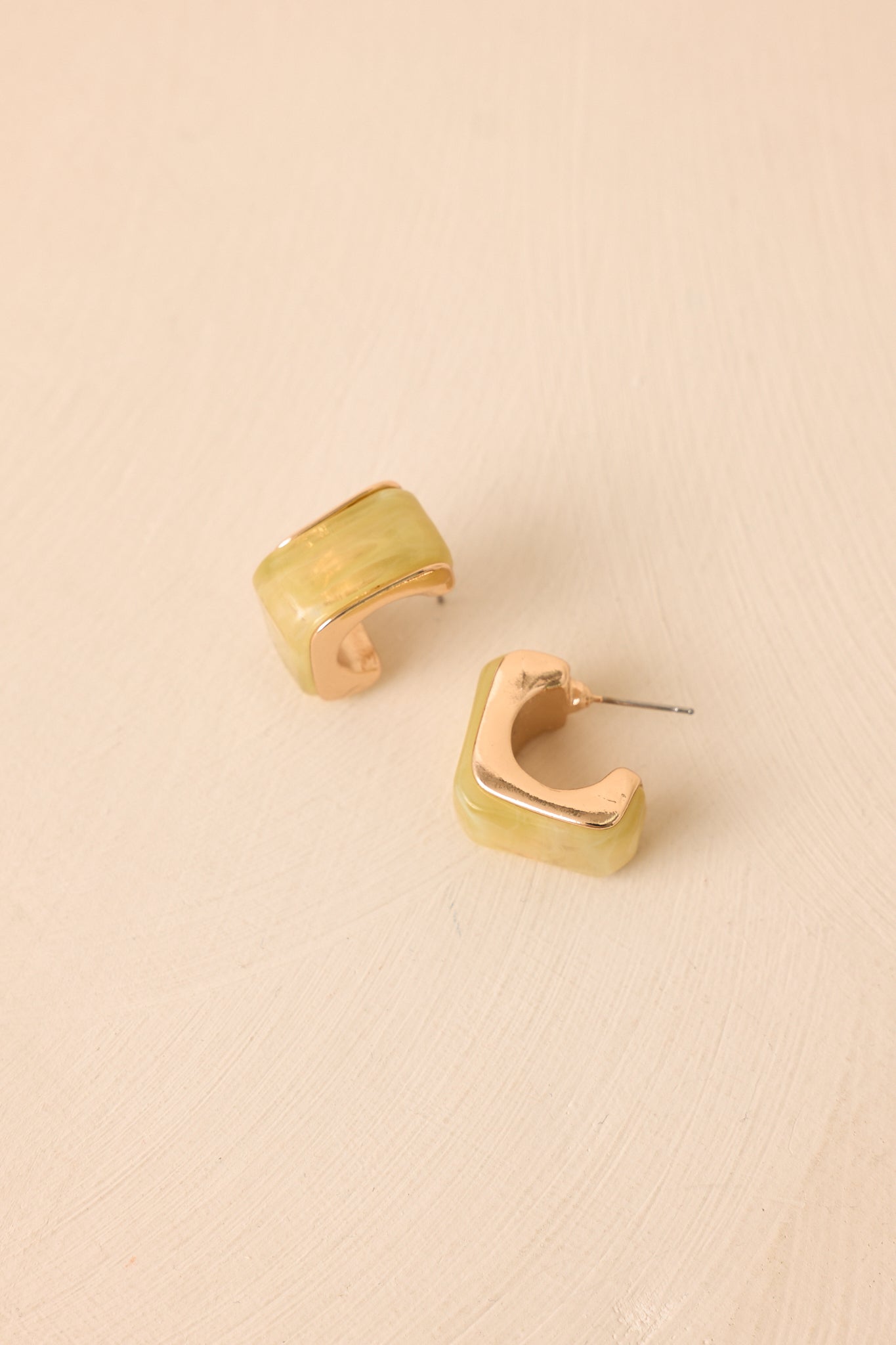 Golden Opportunity Chartreuse & Gold Square Hoop Earrings