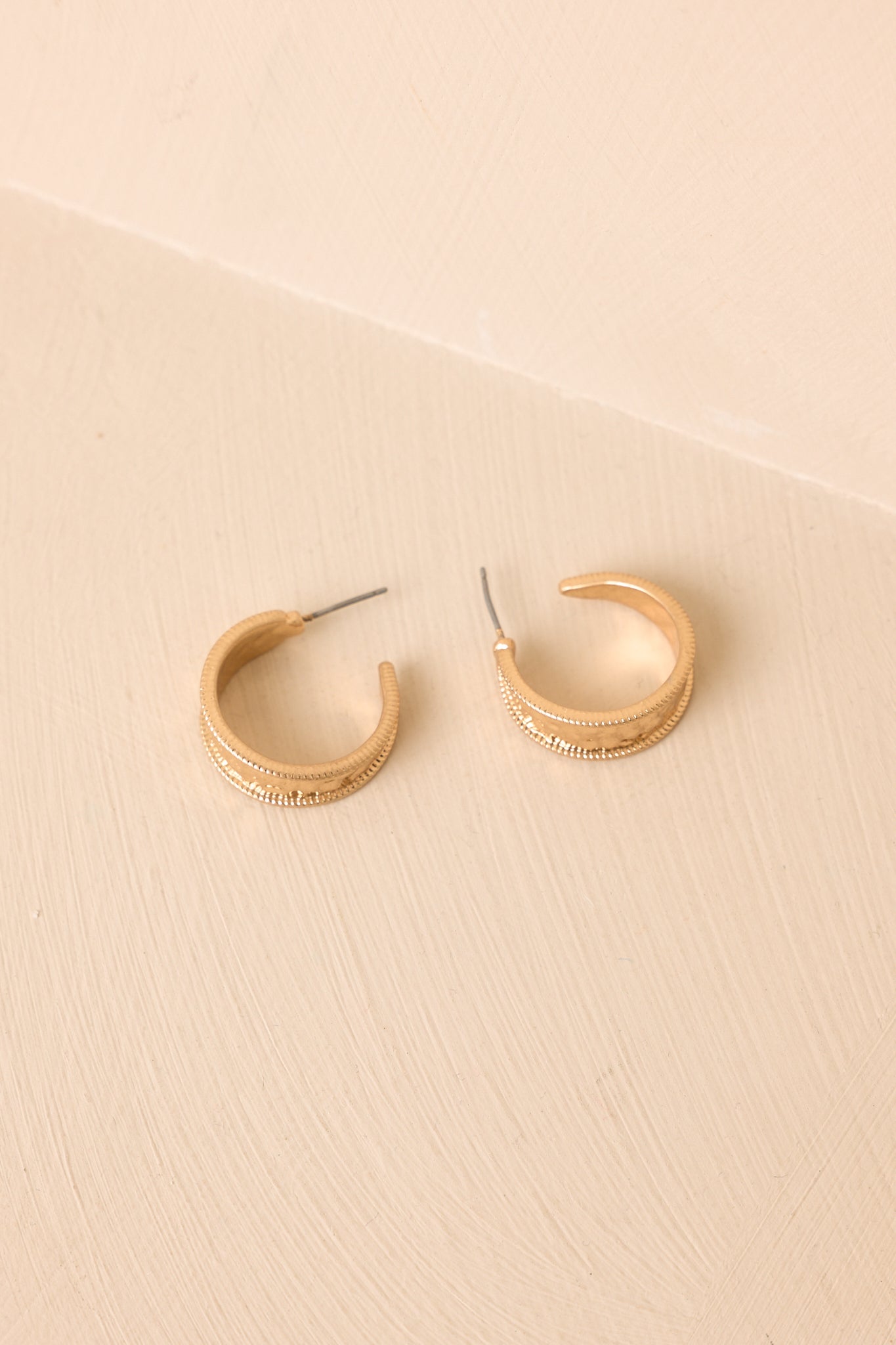 Stolen Glances Gold Hammered Hoop Earrings