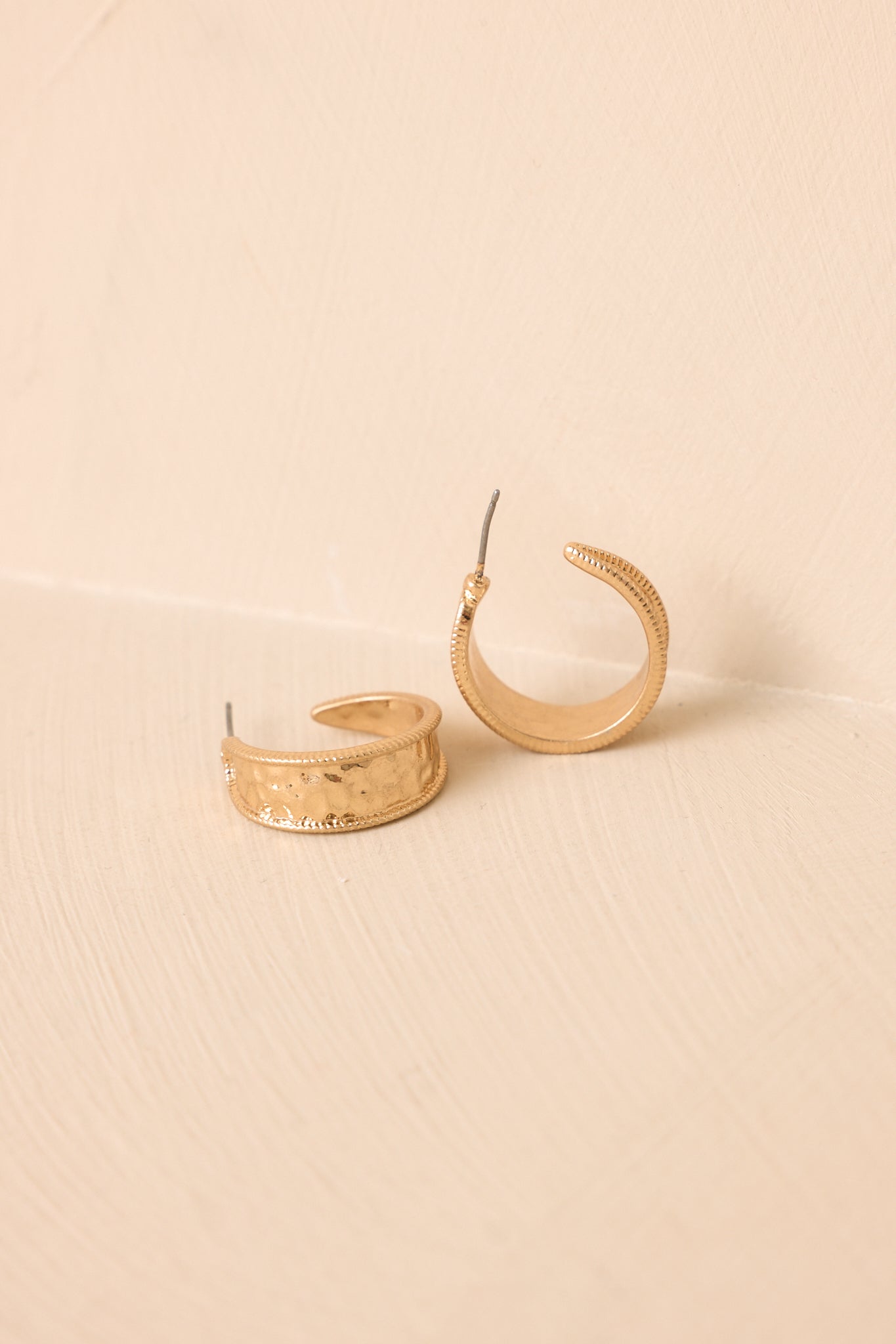 Stolen Glances Gold Hammered Hoop Earrings