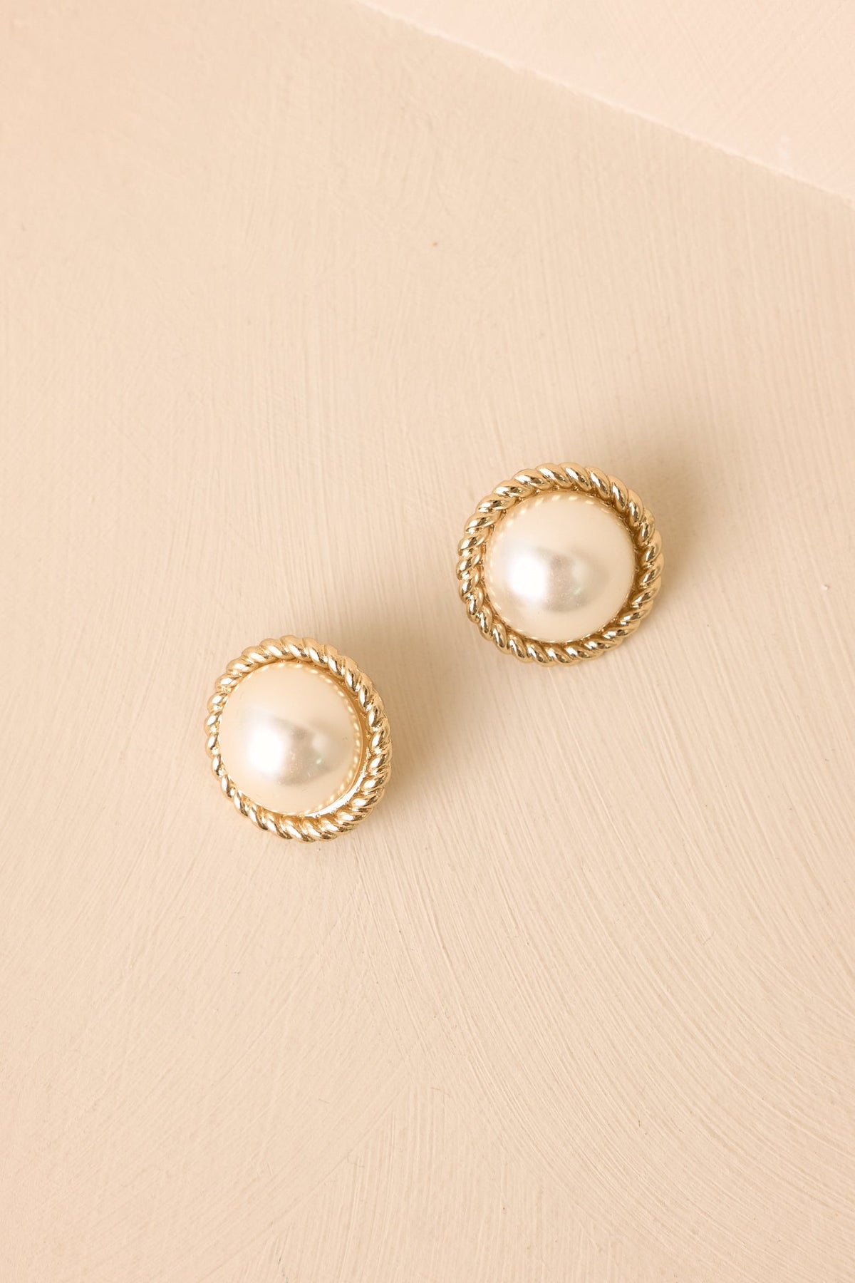 Timeless Sophistication Gold Pearl Round Stud Earrings