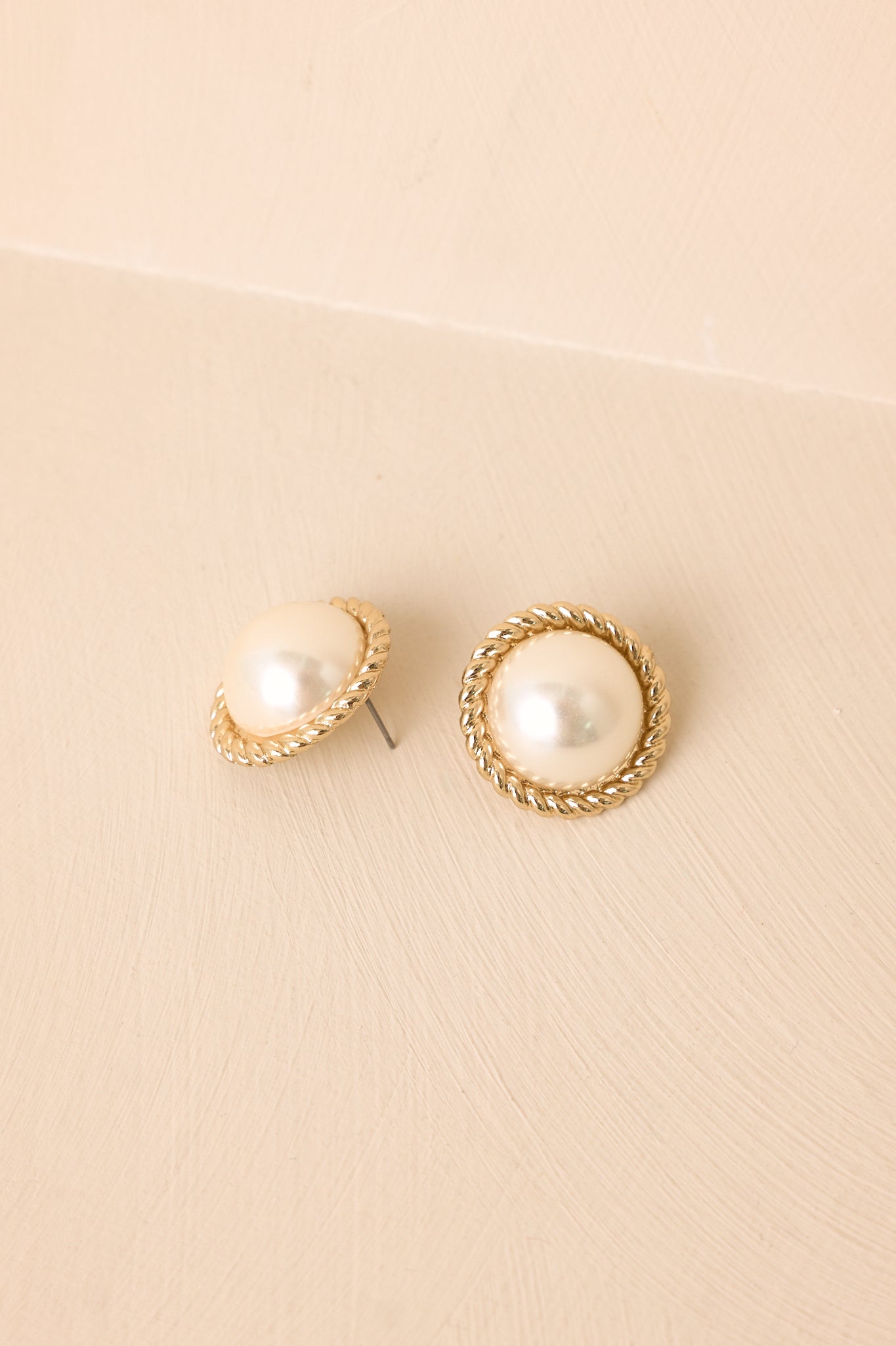 Timeless Sophistication Gold Pearl Round Stud Earrings