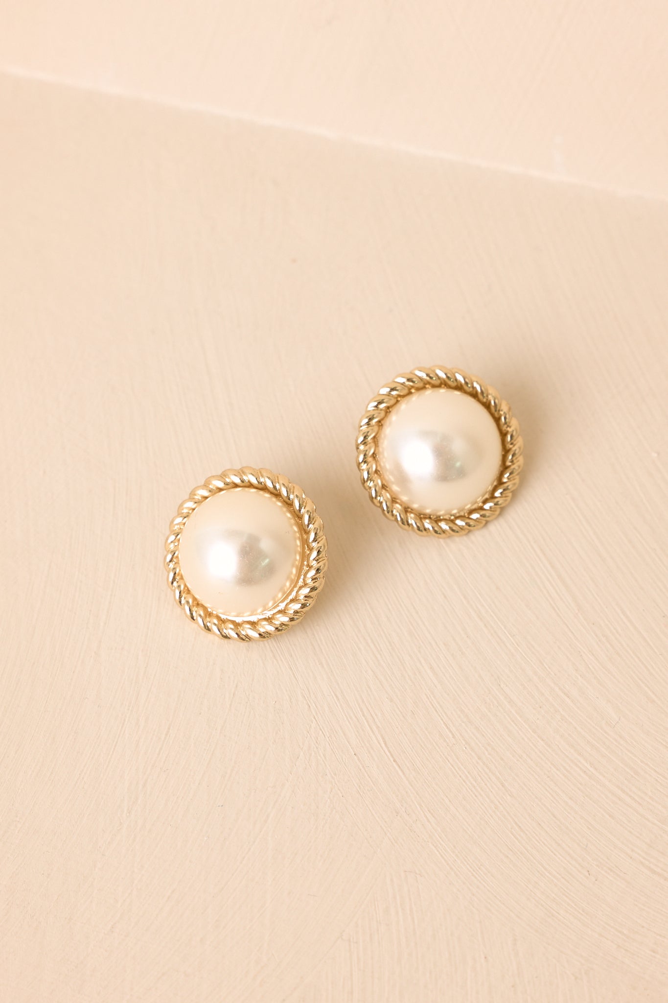 Timeless Sophistication Gold Pearl Round Stud Earrings