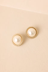Timeless Sophistication Gold Pearl Round Stud Earrings