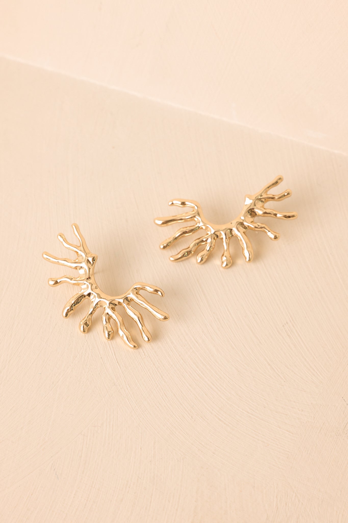 Golden Reef Gold Sculptural Statement Earrings