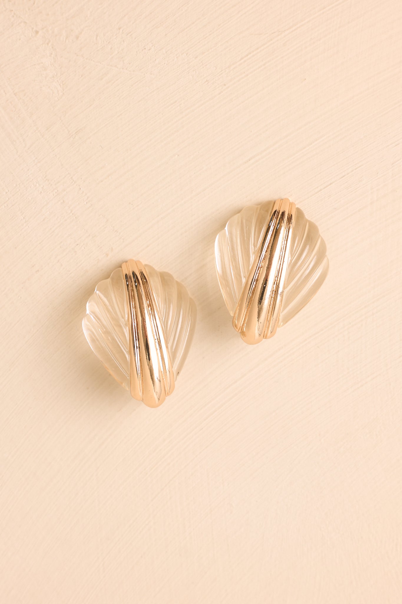 Champagne Coast Gold & Clear Shell Earrings