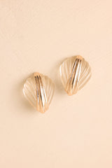 Champagne Coast Gold & Clear Shell Earrings