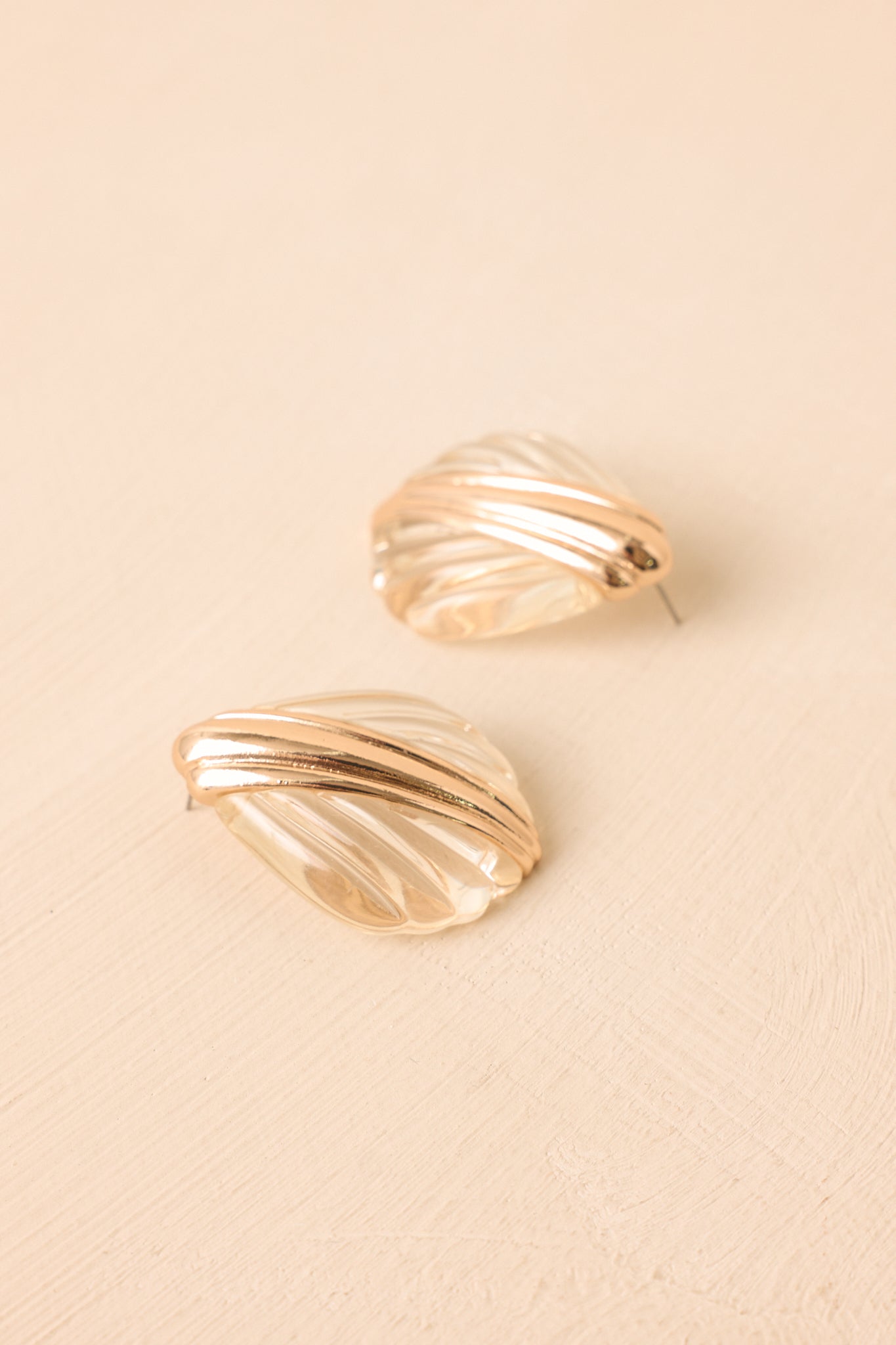 Champagne Coast Gold & Clear Shell Earrings