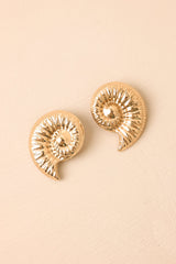 Sea Goddess Gold Spiral Shell Statement Earrings