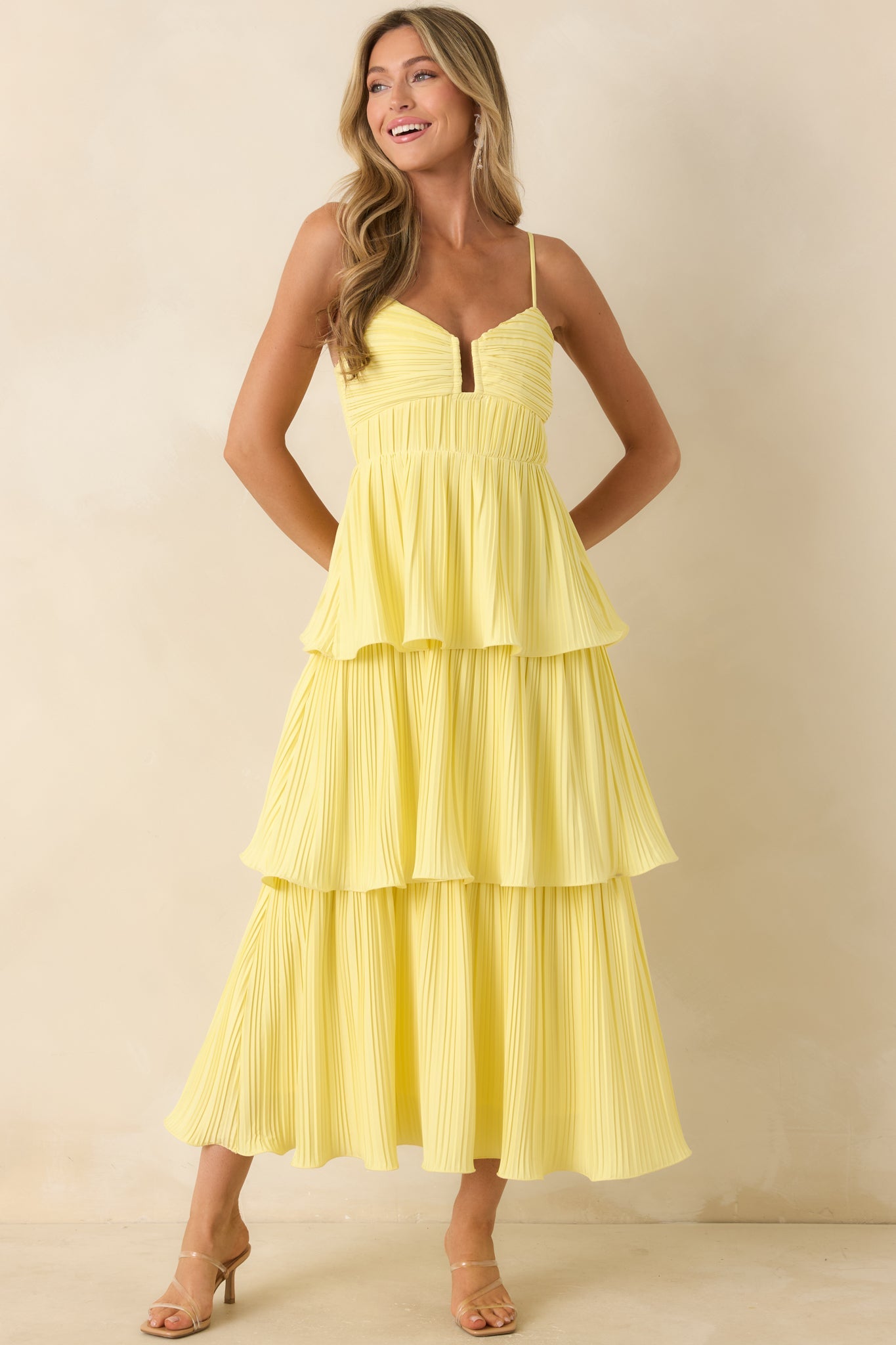 ASTR The Label Lupin Yellow Tiered Maxi Dress