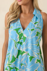 Growing on Me Light Blue Floral Cotton Midi Dress