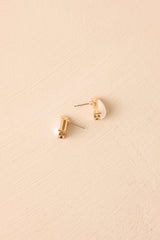 RSVP Yes Gold Pearl Teardrop Stud Earrings