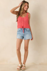 Z Supply Tate Coral Pink Lace-Up Sweater Tank Top