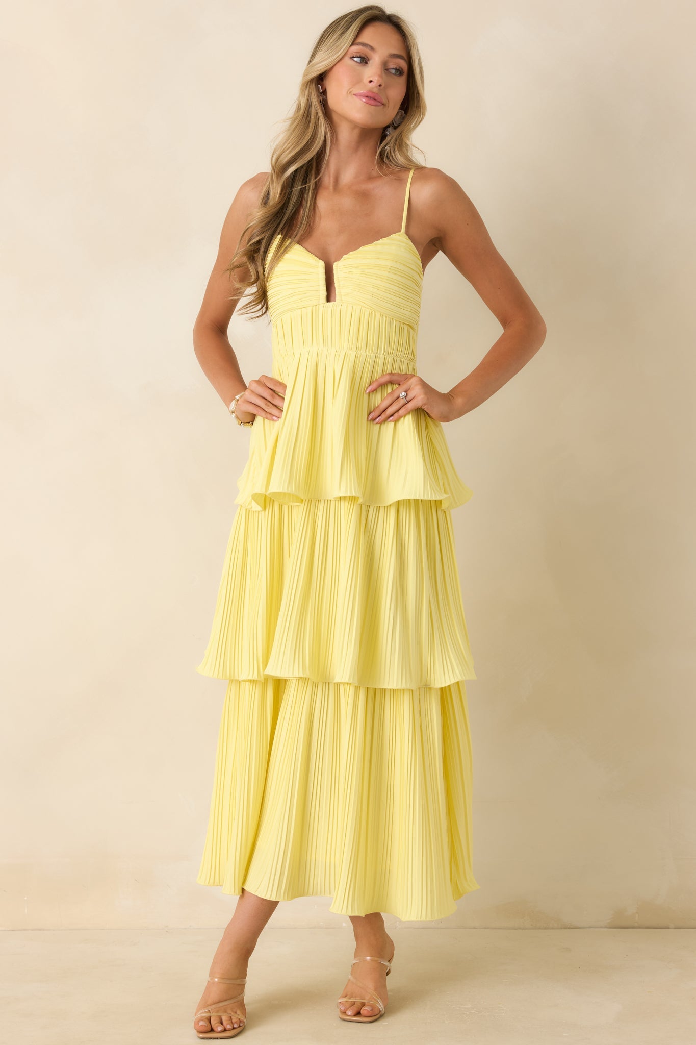 ASTR The Label Lupin Yellow Tiered Maxi Dress