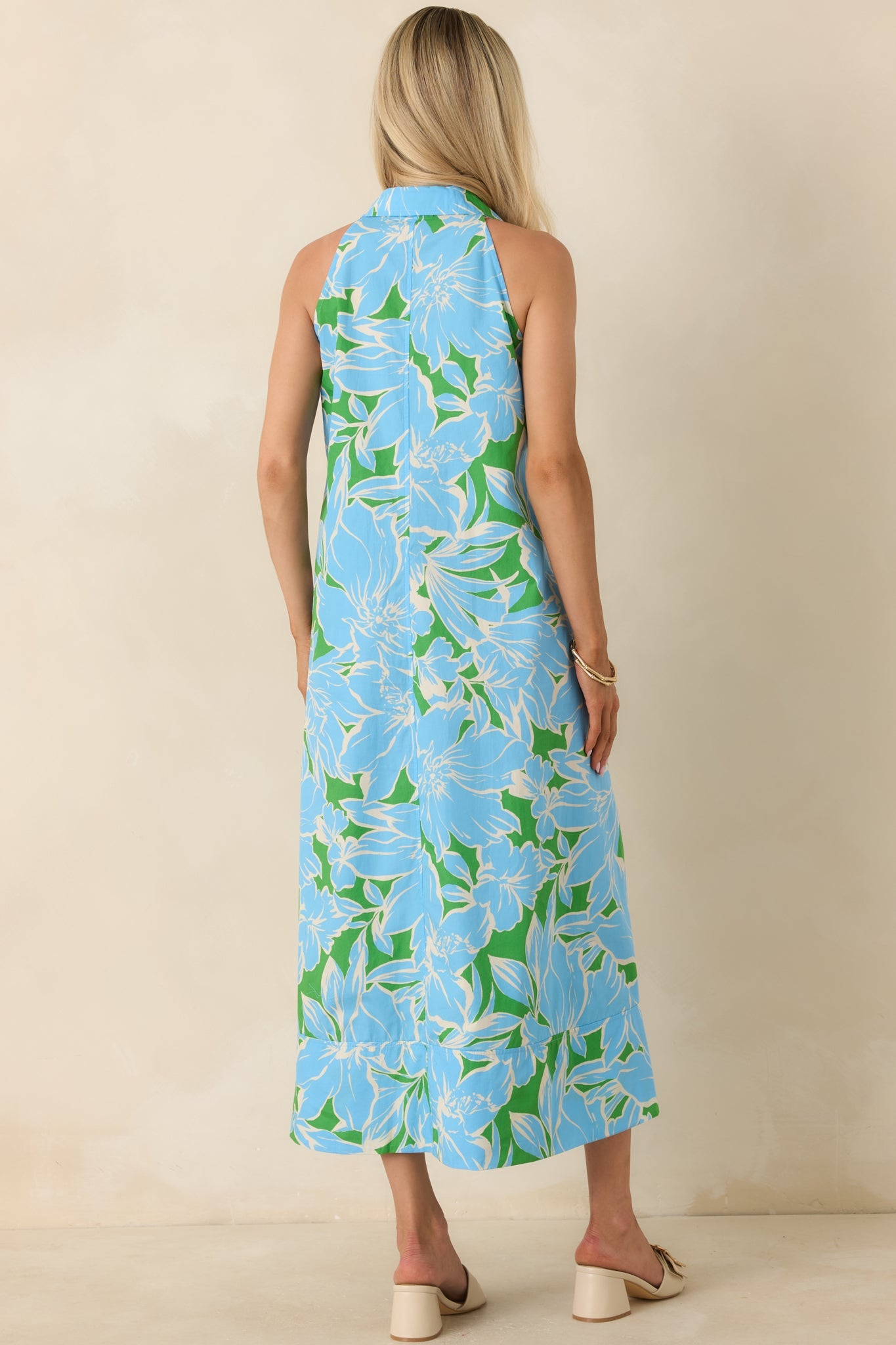 Growing on Me Light Blue Floral Cotton Midi Dress